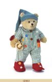 MyDoll Rag Doll Male Bear with Blue Chequered Pyjamas and Candle Stick - MyDoll