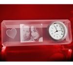 Photo engraved in glass: Heart clock