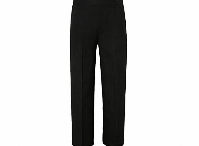 BOYS KIDS SCHOOL UNIFORM TROUSERS STURDY PULL UP HALF ELASTICATED FORMAL PANTS (6 - 7 Years, Black)