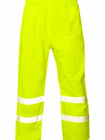 MYSHOESTORE Hi High Vis Viz Visibility Work Waterproof Elastic Trousers Pants Size-Yellow-M (Medium)