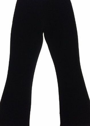 MYSHOESTORE New Ladies Womens Boot Cut Leg Stretch Ribbed Trousers Elasticated Waist Size-Black-UK 24-27 Inches