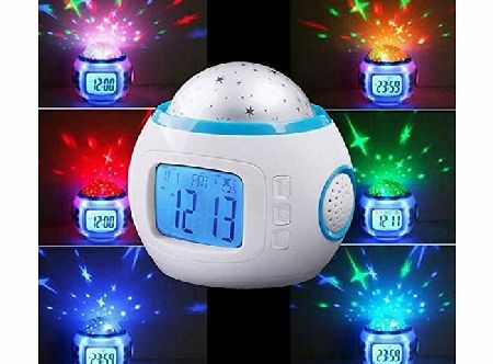 Mzamzi Great Value Clocks Stars Starry Sky Music 3rd Generation Alarm Clock Projector Backlight Calendar Thermometer