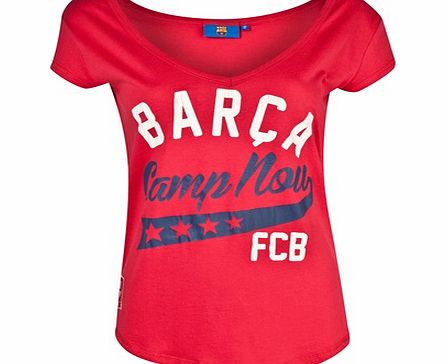 n/a Barcelona Deep V Graphic T-Shirt Cherry Bomb