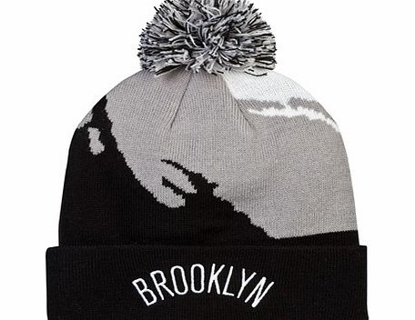 Brooklyn Nets Paintbrush Bobble Knit Hat Red