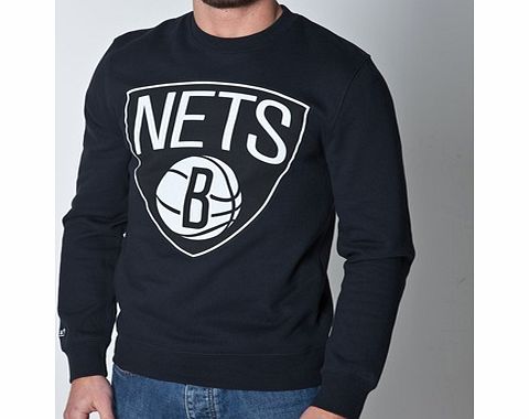 n/a Brooklyn Nets Team Logo Crew Sweatshirt `LOGO