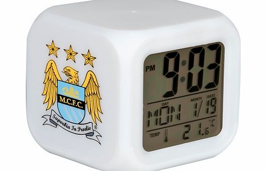 n/a Manchester City Cube Glow Alarm Clock