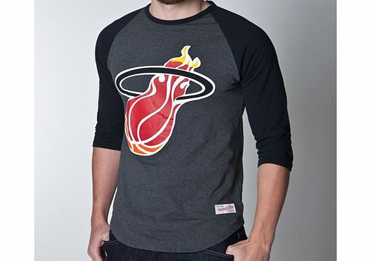 n/a Miami Heat Team Logo Raglan 3/4 Sleeve T-Shirt