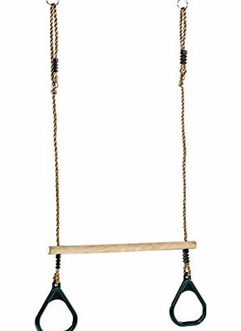 N I Climbing Frames KBT Deluxe Wooden Trapeze With Plastic Rings - Green