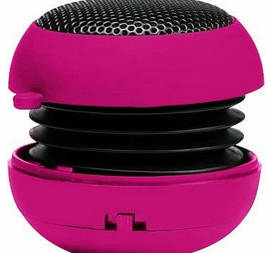 HOT PINK SUPER SOUND RECHARGEABLE MINI POCKET SIZE PORTABLE SPEAKER 3.5MM AUDIO JACK BUILT IN WITH USB CHARGER LEAD SUITABLE FOR PANASONIC ELUGA DL1