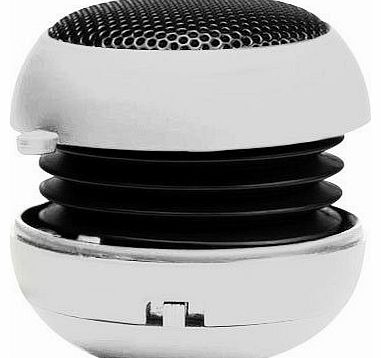 WHITE SUPER SOUND RECHARGEABLE MINI POCKET SIZE PORTABLE SPEAKER 3.5MM AUDIO JACK BUILT IN WITH USB CHARGER LEAD SUITABLE FOR PANASONIC ELUGA DL1