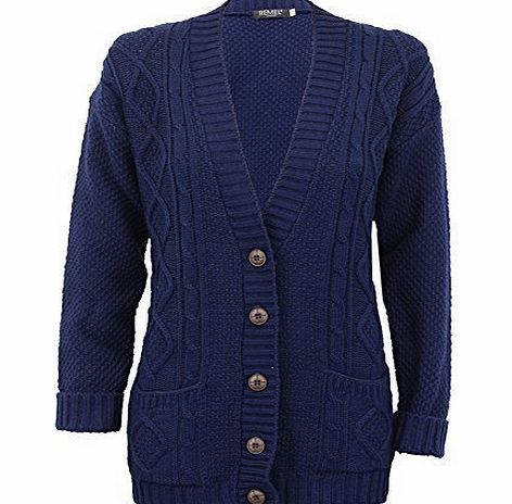 NA Ladies Knitted Cardigan L5BUTH4 Navy Medium/Large