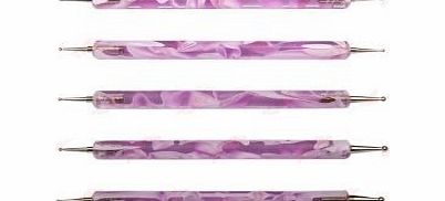 Nail Tool Set of 5 Pink Nail Art Double Ended Dotting/Marbleizing tools