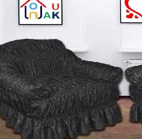 NAKUK HOME COLLECTION BLACK Jacquard Arm Chair Cover - Universal Elastic Fitting (better than a throw) NAKUK