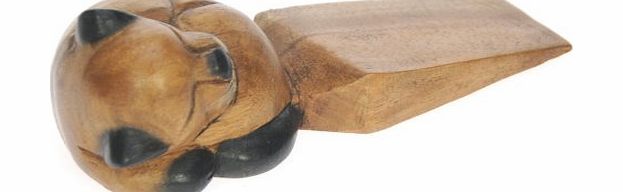 Namesakes Door Stop : Sleeping Cat : Hand Carved Wood : Traditional Quality Hand Crafted Wooden Animal Doorstop Xmas Gift Idea : Perfect Christmas Present For The Home : Suitable For Mum, Dad, Mother, Father, M