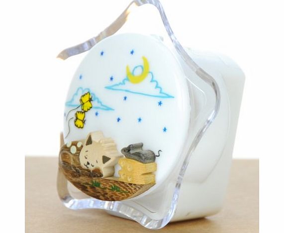 Namesakes Nightlights : Cat amp; Mouse : Size 9 x 9 x 4.5cm : Battery-operated Night Lights : Handcrafted Wooden Designs Mounted on a Plastic Unit : A Popular Gift for Children