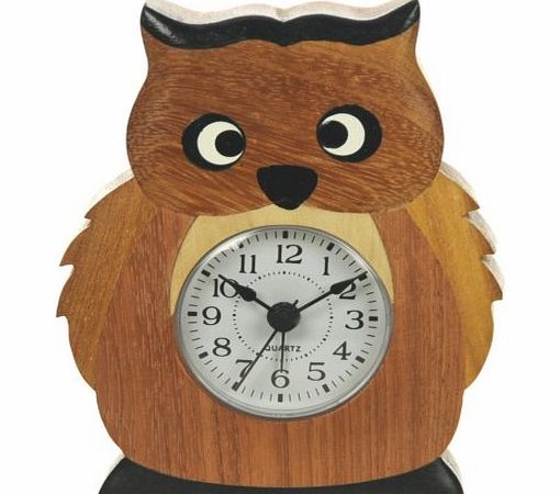 Namesakes Owl Alarm Clock : Handcrafted Wooden Christmas Present Idea (Height approx 12cm). Top Hand Painted Gifts for Children 