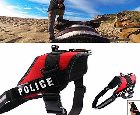 Namsan High Quality Solidly ``Police`` Gopro Dog Harness, Dog Harness for Gopro Chest Strap Adjustable Belt Mount for Camera GoPro Hero 2/3/3 /4/SJ4000 -Red
