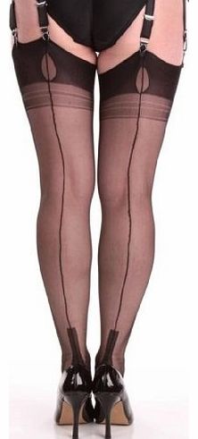 Nancies Fully Fashioned Cuban Heel Stockings (9.5, Black)