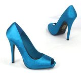 Garage Shoes - Geena - Womens High Heel Shoe - Teal Satin Size 5 UK