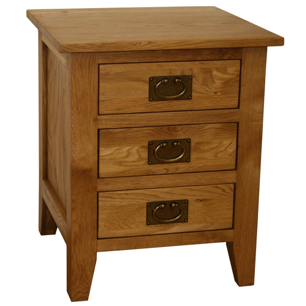 Solid Oak 3 Drawer Bedside Cabinet
