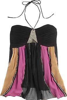 Natasha Strapless silk top with halter ties