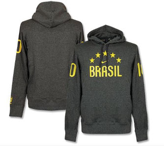 Nike 2010-11 Brazil Nike Hooded Top (Grey) - Kids