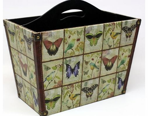 Natural Interiors Wooden Magazine Rack of Butterflies and Birds