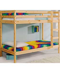 Natural Pine Shorty Bunk Bed with Charley Mattress