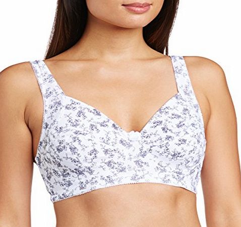 Naturana Womens Soft Full Cup Everyday Bra, White/Blue, 36DD