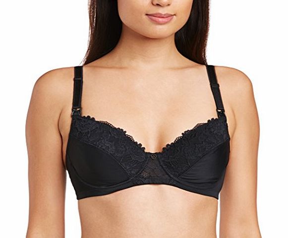 Naturana Womens Underwired Full Cup Nursing Bra, Black, 34DD