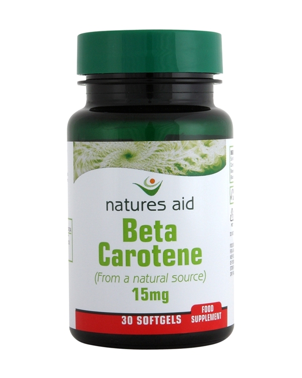 Natures-Aid Beta Carotene (Natural) 15mg. 30 Capsules.