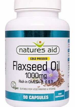 Flaxseed Oil - 1000mg Cold Pressed (Omega 3, 6 + 9) 90 Caps