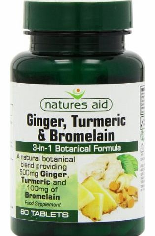 Natures Aid Ginger, Turmeric and Bromelain Tablets - Pack of 60 Tablets