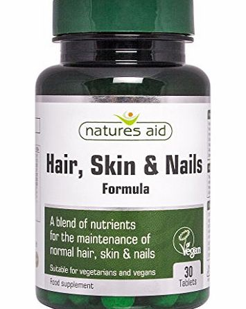 Natures Aid Health Hair, Skin and Nails Formula 30 Tablets