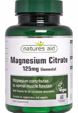 Natures Aid Health Products Natures Aid Magnesium Citrate Tablets 125mg Pack of 60