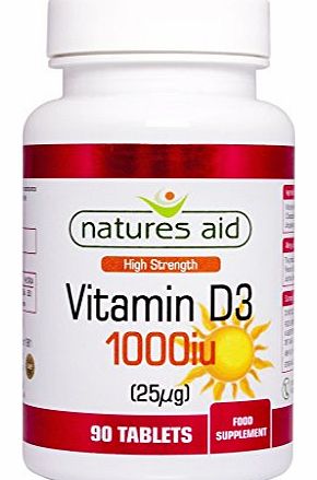 Natures Aid Health Products Natures Aid Vitamin D3 Tablets 1000iu Pack of 90
