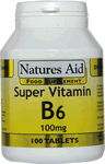 Natures-Aid Vitamin B6 (High Potency) 100mg. 100 Tablets.