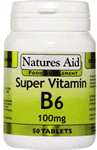 Natures-Aid Vitamin B6 (High Potency) 100mg. 50 Tablets.