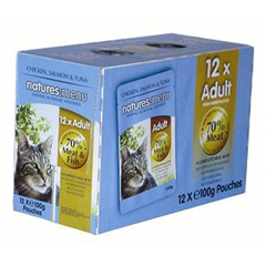 Adult Pouch with Chicken, Salmon and#38; Tuna Cat Food 100gm 12 Pack