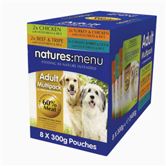 Natures Menu Pouch Adult Dog Food Mixed Variety 300gm 8 Pack