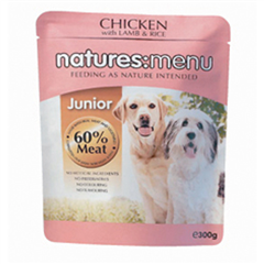 Natures Menu Pouch Junior Dog Food with Chicken, Lamb and#38; Rice 300gm