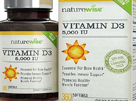 NatureWise Vitamin D3 5,000 IU, 360 Easy-To-Swallow Softgels, 1-Year Supply