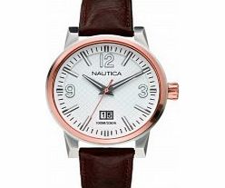 Nautica Mens NCT White Brown Watch