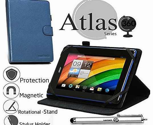7`` Blue Case / Cover With 360 Rotational Stand & Stylus Pen For The Blaupunkt Polaris QC / Blaupunkt Discovery 750W / Blaupunkt Discovery 785W