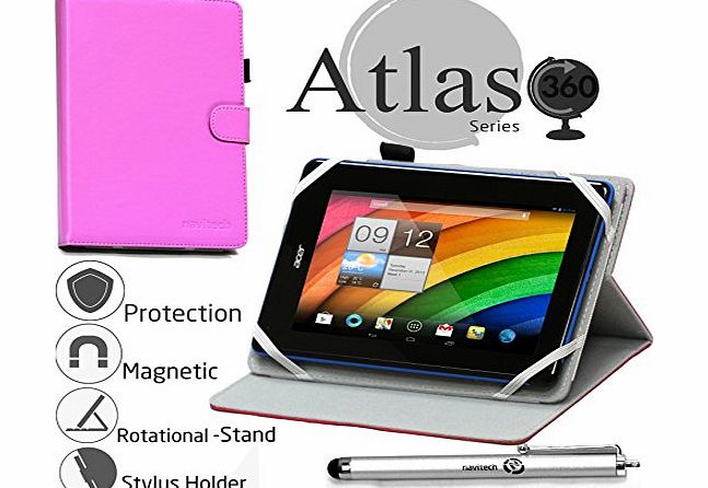 Navitech 8`` Purple Case / Cover With 360 Rotational Stand amp; Stylus Pen For The Archos 80 Helium 4G / Blaupunkt endeavour 800