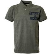 NCAA Grey `Michigan` Vintage Polo Shirt