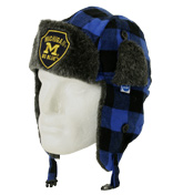 Michigan Blue and Black Faux Fur Trapper Hat