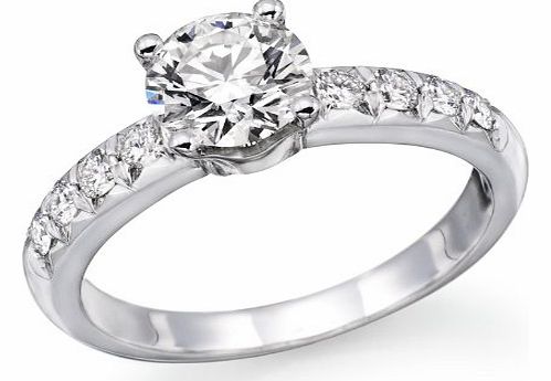 1 ctw. Round Diamond Solitaire Engagement Ring in 18k White Gold