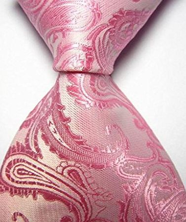 Neckties New Pink Paisley JACQUARD Mens Tie Suit Necktie Wedding Party Holiday Gift