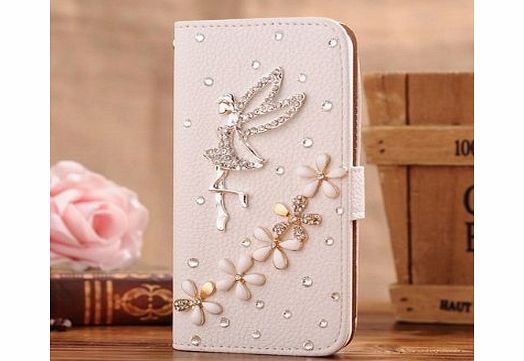 Neekor TM) Nokia LUMIA 625 Jewelry Bling Diamond Gem Magnetic Horizontals Flip Leather Smart Case Cover With Card Holster - Angel Lily Flower